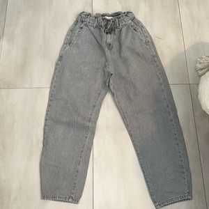 Zara light grey wash paperbag jeans